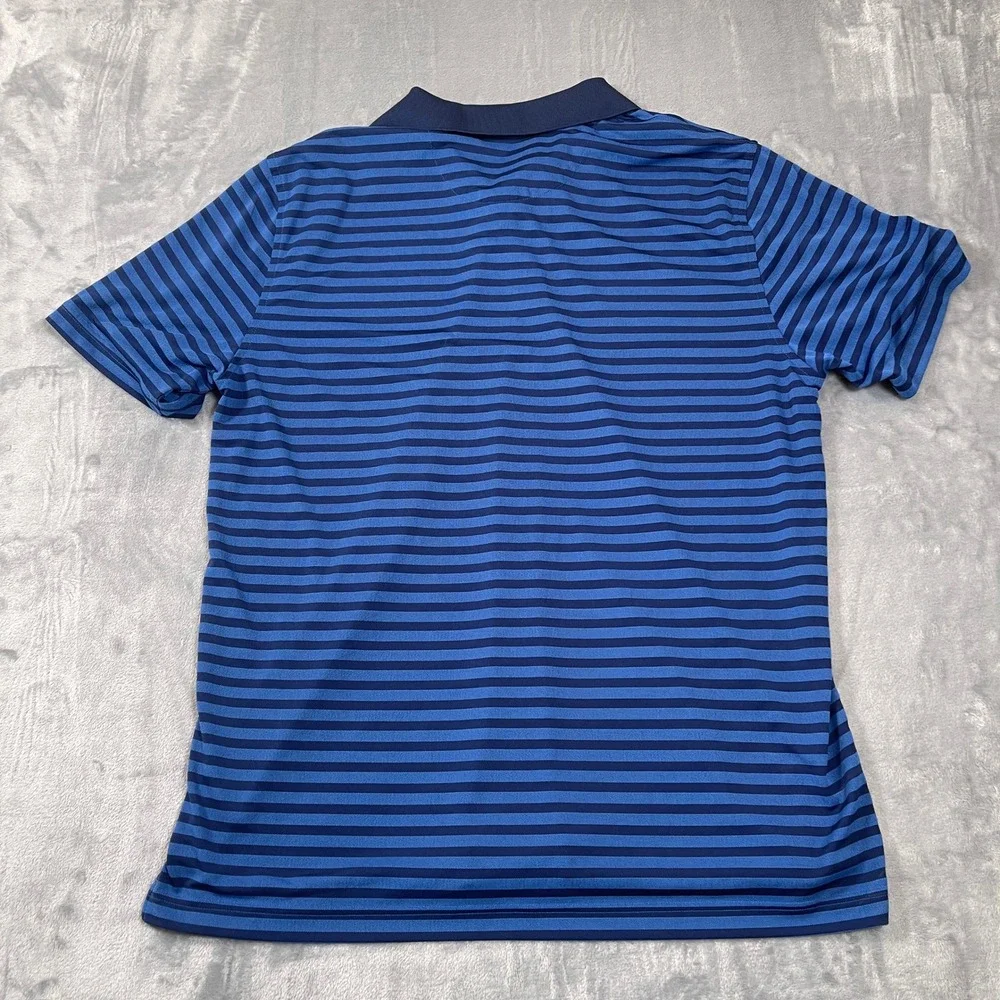 Brooks Brothers Mens XL Blue Striped Short Sleeve Polo Shirt Golden Fleece Logo